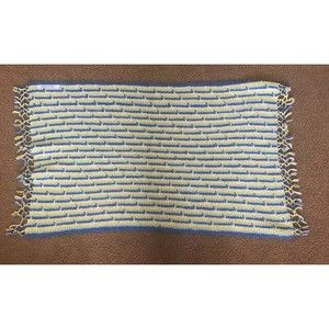 Handmade Hand Crocheted Blue Yellow White Baby Blanket Afghan Lap Throw